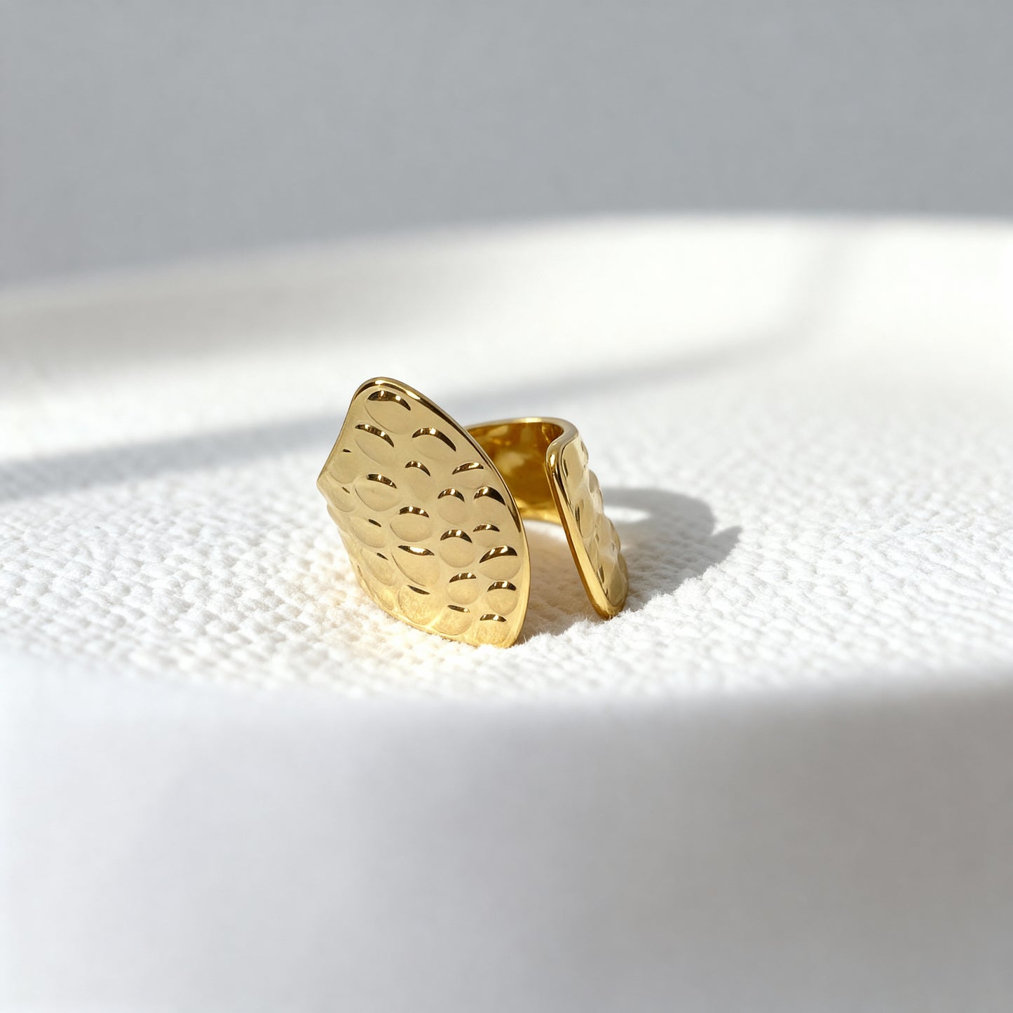 Gold Textured Shield Ring