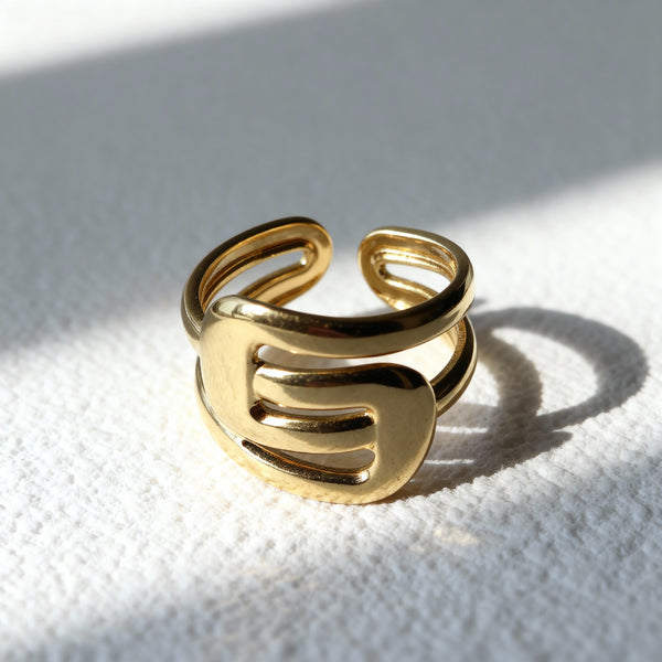 Open Geometric Gold Ring